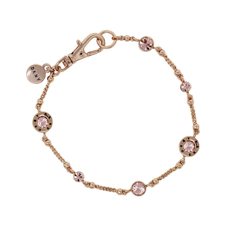 Brazalete Oro Rosa Marca Dkny De Silueta Sencillo Cristal Rosa