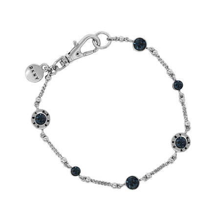 Brazalete Plata Marca Dkny De Silueta Sencillo Cristal Azul