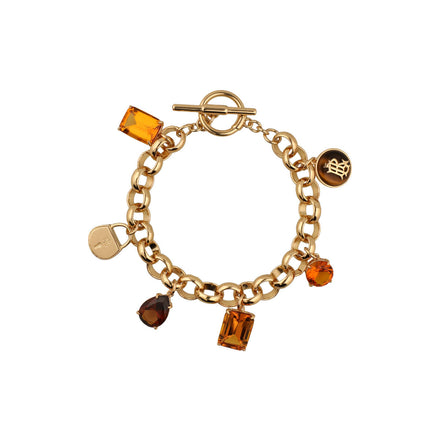 BRAZALETE MARCA RALPH LAUREN DORADO DE SILUETA SENCILLO CRISTAL TOPAZIO