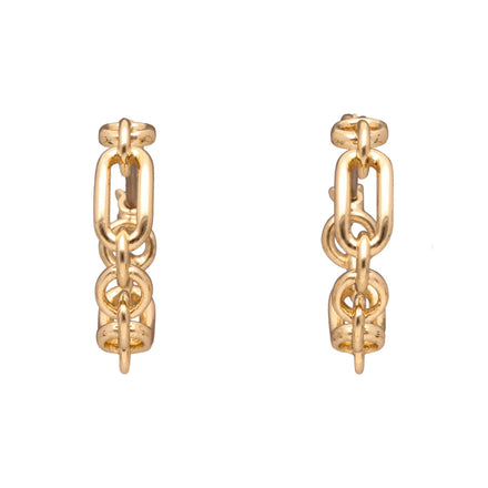 ARETES MARCA RALPH LAUREN DORADO DE SILUETA ARRACADAS LOGO RLL