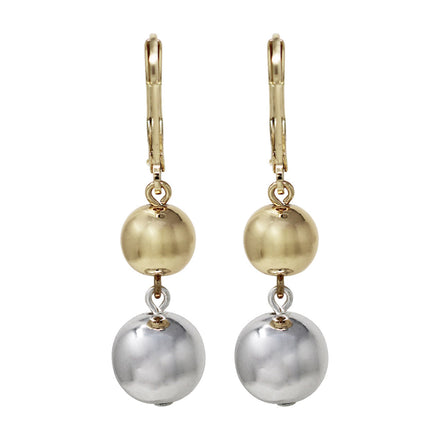 ARETES MARCA RALPH LAUREN DORADO DE SILUETA COLGANTE DETALLE PERLAS METALICAS COLOR PLATA