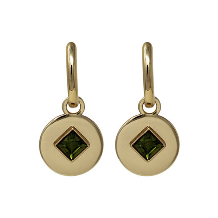 ARETES MARCA RALPH LAUREN DORADO DE SILUETA COLGANTE CRISTAL VERDE