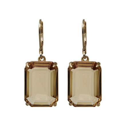 ARETES MARCA RALPH LAUREN DORADO DE SILUETA COLGANTE CRISTAL BAGUETTE TOPAZIO