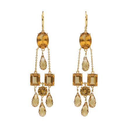 ARETES MARCA RALPH LAUREN DORADO DE SILUETA OPERA CRISTAL TOPAZIO