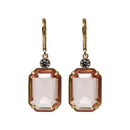 ARETES MARCA RALPH LAUREN DORADO DE SILUETA COLGANTE CRISTAL ROSA