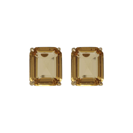 ARETES MARCA RALPH LAUREN DORADO DE SILUETA BOTON CRISTAL BAGUETTE TOPAZIO