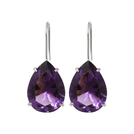 ARETES MARCA RALPH LAUREN PLATA DE SILUETA COLGANTE CRISTAL MORADO