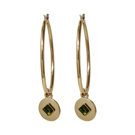 ARETES MARCA RALPH LAUREN DORADO DE SILUETA ARRACADAS CRISTAL VERDE