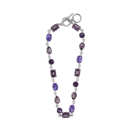 COLLAR MARCA RALPH LAUREN PLATA DE SILUETA GARGANTILLA CRISTAL MORADO