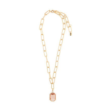 COLLAR MARCA RALPH LAUREN DORADO DE SILUETA SENCILLO COLGANTE DE CRISTAL ROSA