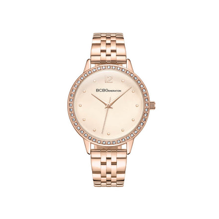 Reloj BCBGeneration para Dama Material Acero Brazalete Oro Rosa con cristales decorativos